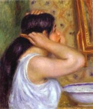 Haga click para ver la imagen ampliada the toilette_ woman combing her hair.jpg